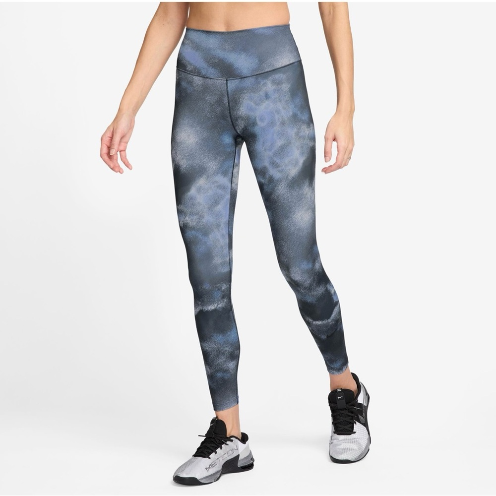 NWT Nike One Dri Fit Women’s Leggings High Rise Gentle Support 7/8 Length-Blue